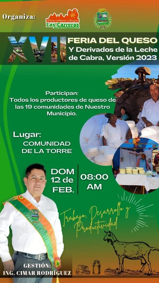 FERIA DEL QUESO Y  DERIVADOS DE LA LECHE DE CABRA. en Chuquisaca, el 12/febrero.