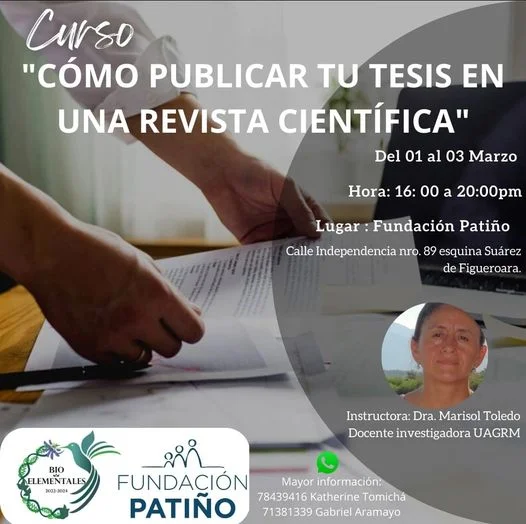 Curso PUBLICAR TU TESIS EN REVISTA CIENTÍFICA, del 1 al 3/marzo. hora 16:00.