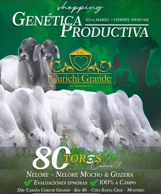 Shopping GENÉTICA PRODUCTIVA DE CABAÑA, en Santa Cruz, el 3/marzo.