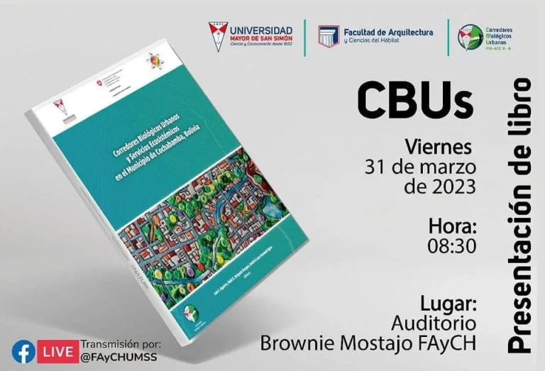 Presentación LIBRO: CORREDORES BIÓLOGICOS URBANOS, en Cochabamba, eñ 31/marzo.