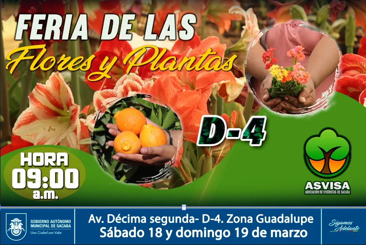 FERIA DE PLANTAS Y FLORES EN SACABA, en Cochabamba, el 18 y 19/marzo.