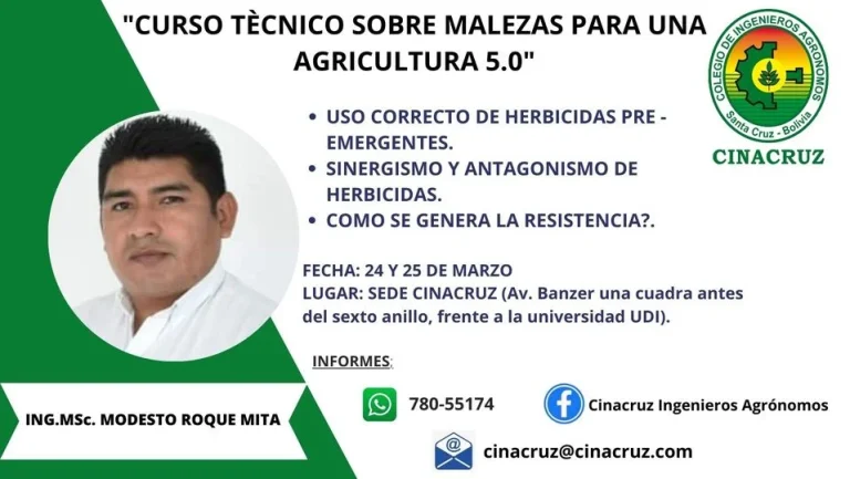 Curso MALEZAS PARA UNA AGRICULTURA SOSTENIBLE, Santa Cruz, 24 y 25/marzo.