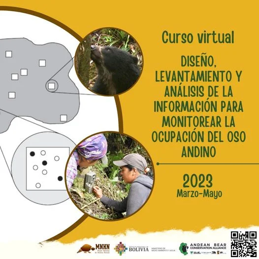Taller ANÁLISIS DE INFORMACIÓN PARA MONITOREAR LA OCUPACIÓN DEL OSO ANDINO, BOLIVIA, virtual, del 31/marzo al 12/mayo.