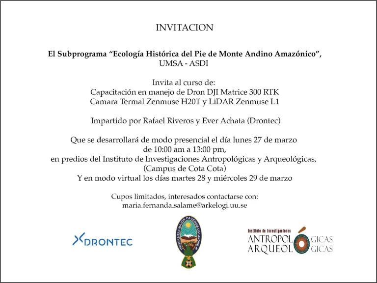 Curso MANEJO DEL DRON, en La Paz, del 27 al 29/marzo.