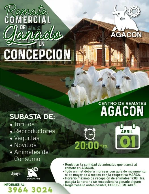 REMATE DE GANADO, en Santa Cruz, el 1/abril.