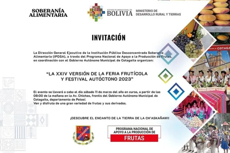 FERIA FRUTÍCOLA Y FESTIVAL AUTÓCTONO 2023, en Potosí, el 11/marzo.