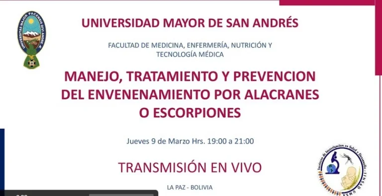 MANEJO, TRATAMIENTO Y PREVENCIÓN DEL ENVENENAMIENTO POR ALACRANES,  virtual, el 9/marzo.