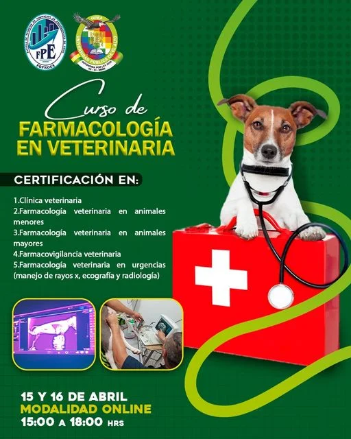 Curso FARMACOLOGÍA EN VETERINARIA, modalidad virtual, el 15 y 16/abril.