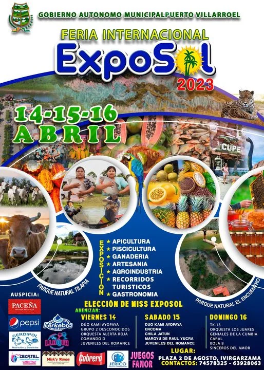 FERIA INTERNACIONAL EXPOSOL 2023, en Cochabamba, del 14 al 16/abril.