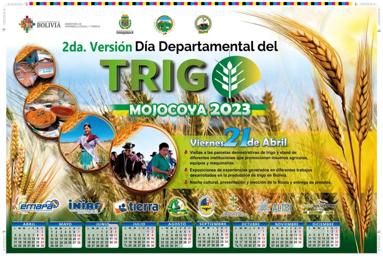 DÍA DEPARTAMENTAL DEL TRIGO, en Chuquisaca, el 21/abril.