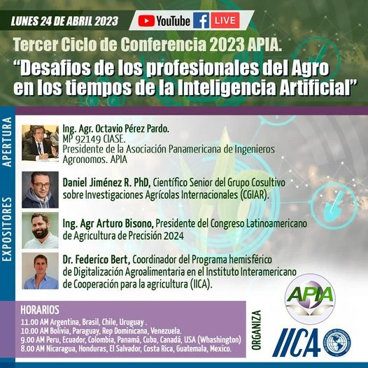 Conferencia PROFESIONALES AGROPECUARIOS DE AMÉRICA, virtual, el 24/abril.