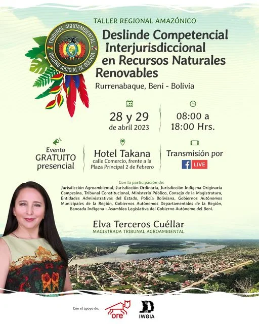 Taller DESLINDE EN RECURSOS NATURALES RENOVABLES, en Beni, el 28 y 29/abril.