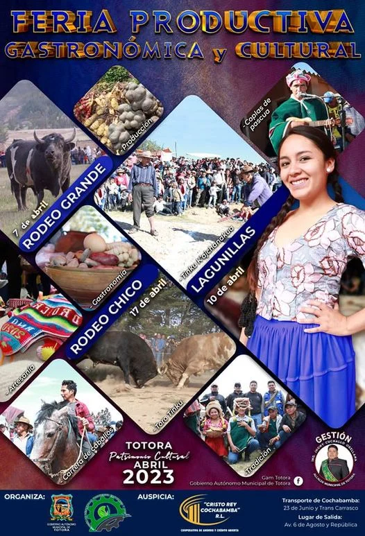 FERIA PRODUCTIVA GASTRONÓMICA Y CULTURAL, en Cochabamba, el 7/abril.
