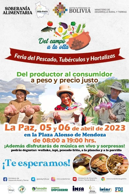 FERIA DEL PESCADO, TUBÉRCULOS Y HORTALIZAS, en La Paz, el 5 y 6/abril.
