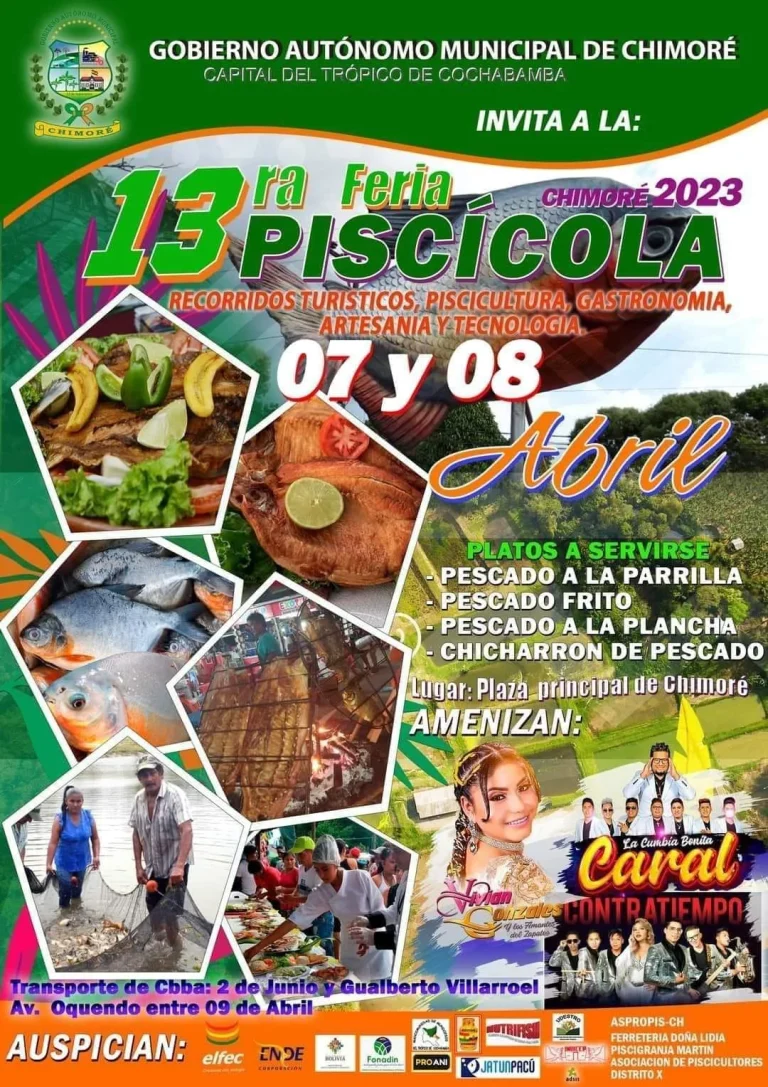 FERIA PISCÍCOLA, en Cochabamba, el 7 y 8/abril.