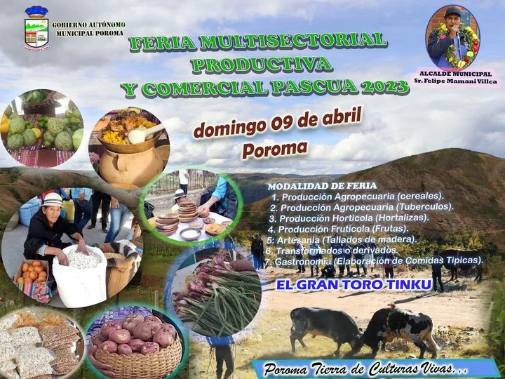 FERIA MULTISECTORIAL PRODUCTIVA Y COMERCIAL, en Chuquisaca, el 9/abril.