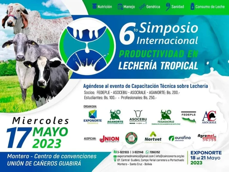 Simposio PRODUCTIVIDAD LECHERÍA TROPICAL, en Santa Cruz, el 17/mayo.