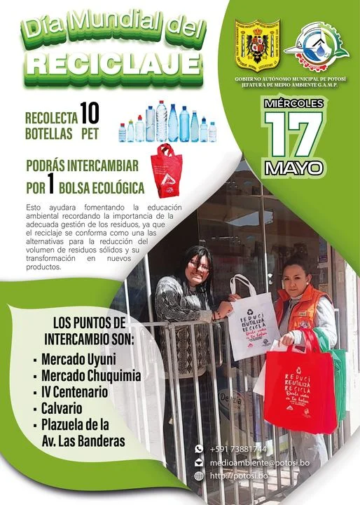 Campaña de RECICLAJE, en Potosí, el 17/mayo.