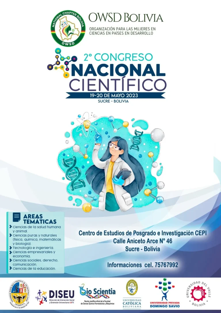 CONGRESO NACIONAL CIENTÍFICO, en Chuquisaca, el 19 y 20/mayo.