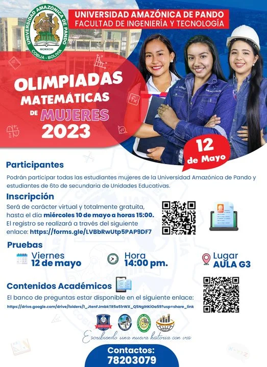 OLIMPIADA MUJERES EN MATEMÁTICAS, en Pando, el 12/mayo.
