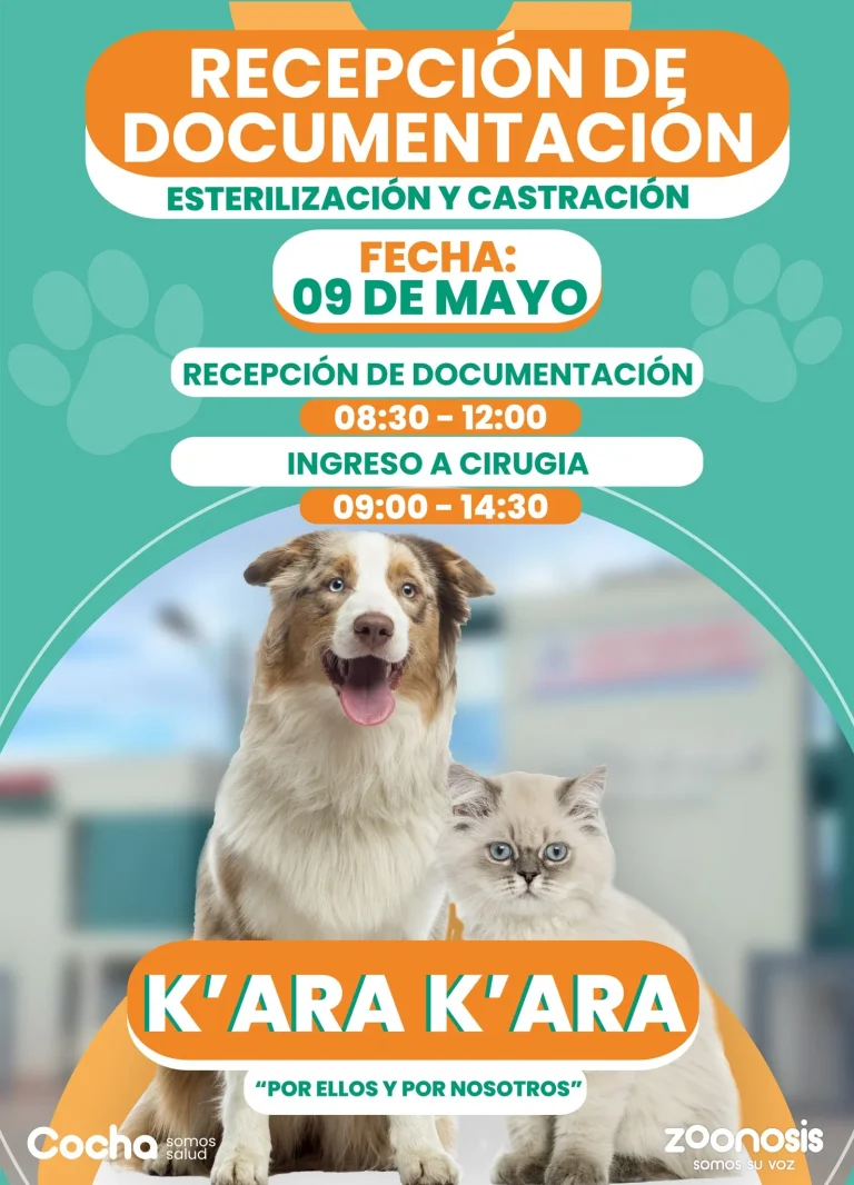 Campaña ESTERILIZACIÓN Y CASTRACIÓN, en Cochabamba, el 9/mayo.