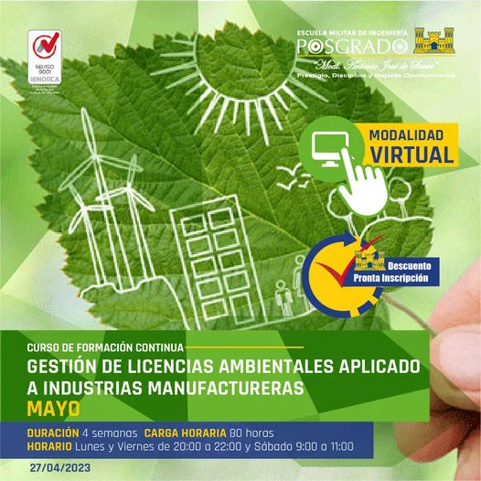 GESTIÓN LICENCIAS AMBIENTALES, virtual, el 22/mayo.