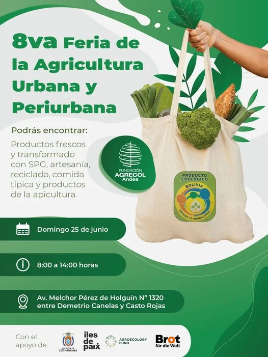 FERIA AGRICULTURA URBANA Y PERIURBANA, en Santa Cruz, el 25/junio.