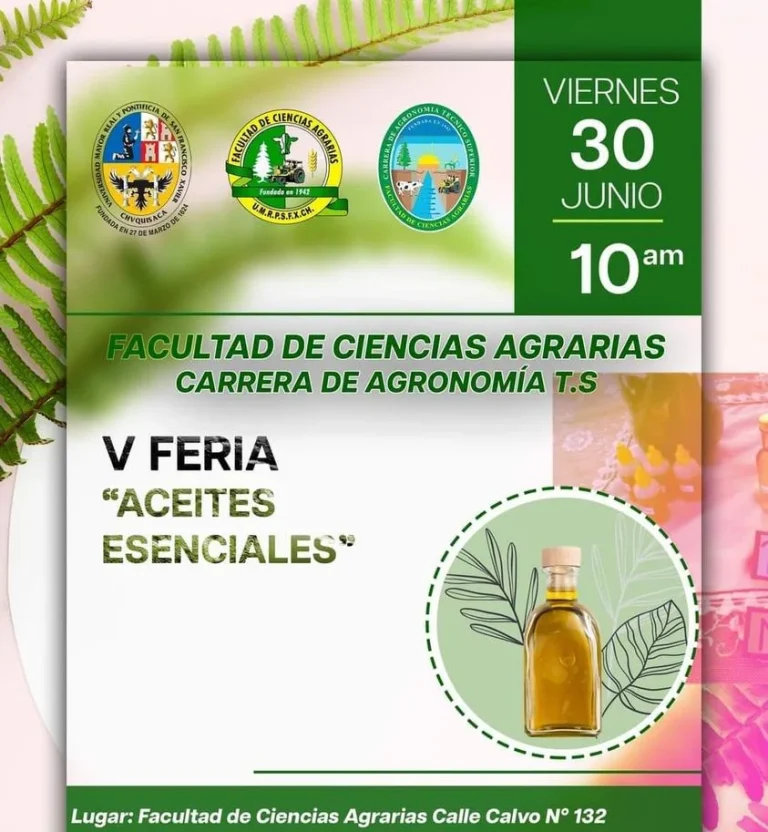 FERIA DE ACEITES ESENCIALES, en Chuquisaca, el 30/junio.
