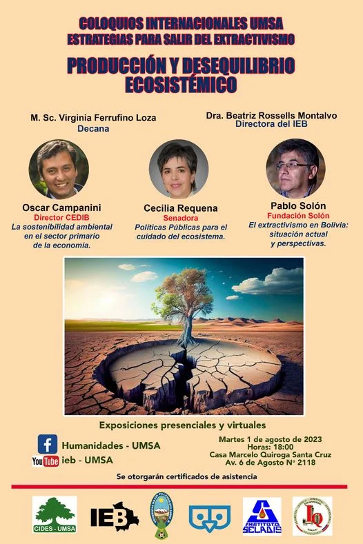PRODUCCIÓN Y DESEQUILIBRIO ECOSISTÉMICO, virtual, el 1/agosto.