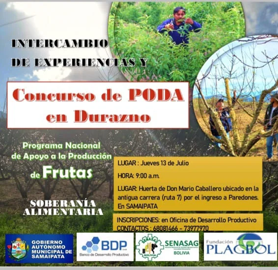 CONCURSO DE PODA EN DURAZNO, en Santa Cruz, el 13/julio.