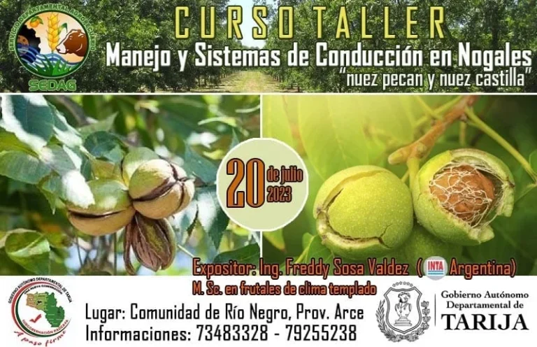 Taller MANEJO EN NOGALES, en Tarija, el 20/julio.