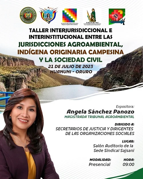 Taller INTER JURISDICCIÓNAL – INSTITUCIONAL, en Oruro, el 21/julio.