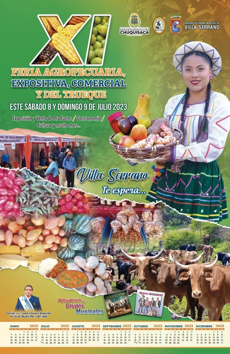 FERIA AGROPECUARIA Y DEL TRUEQUE, en Chuquisaca, el 8 y 9/julio.