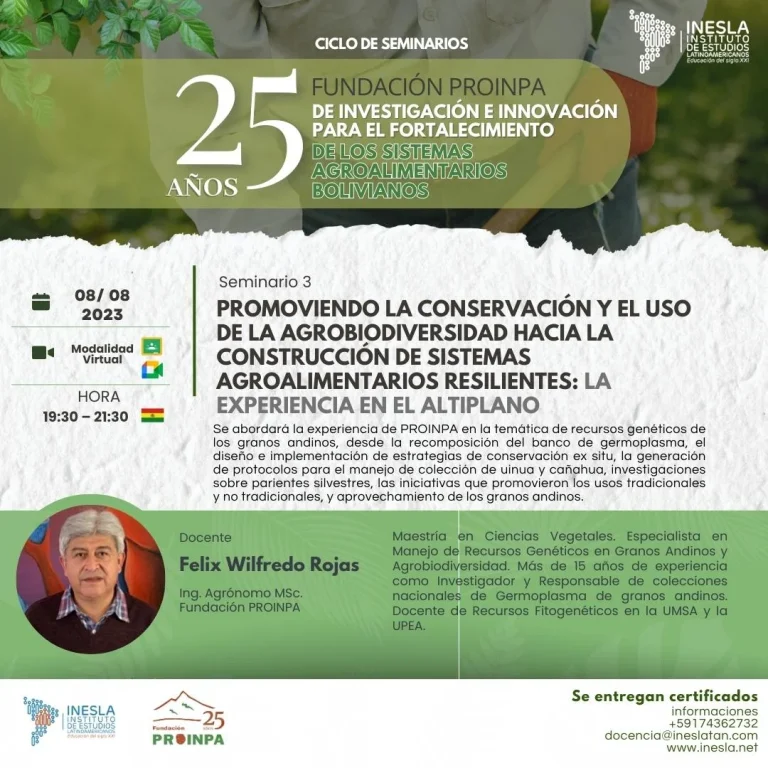 Seminario USO DE LA AGROBIODIVERSIDAD, virtual, el 8/agosto.