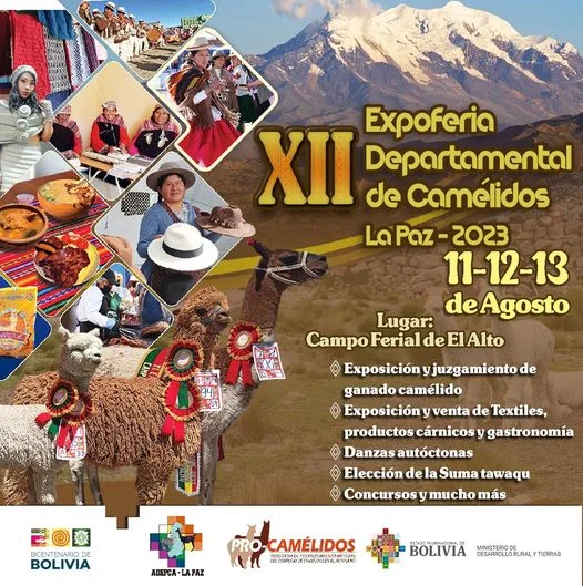EXPOFERIA DEPARTAMENTAL DE CAMÉLIDOS, en La Paz, del 11 al 13/agosto.