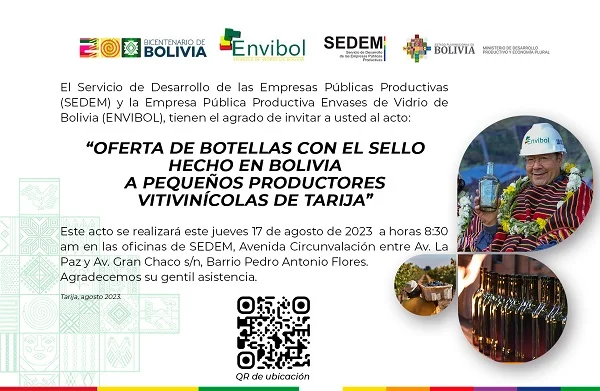 OFERTA PRODUCTORES VITIVINÍCOLAS, en Tarija, 17/agosto.