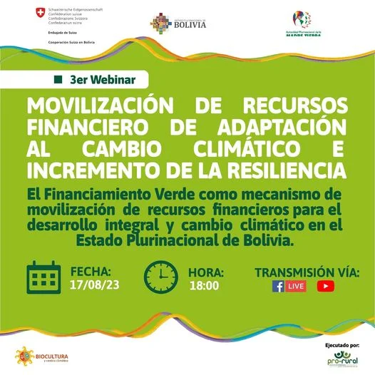 Seminario FINANCIAMIENTO VERDE, virtual, el 17/agosto.