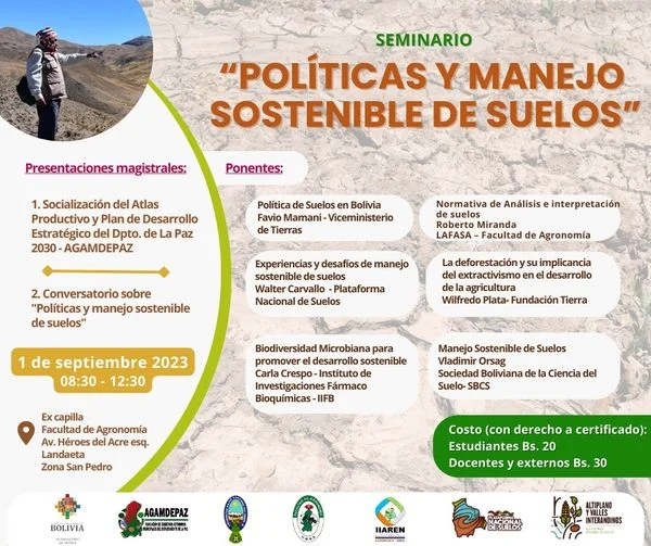 Seminario POLÍTICAS Y MANEJO SOSTENIBLE DE SUELOS, en La Paz, el 1/sept.