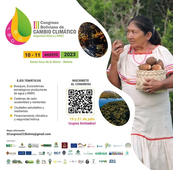 CONGRESO BOLIVIANO CAMBIO CLIMÁTICO, en Santa Cruz, 10 y 11/agosto.