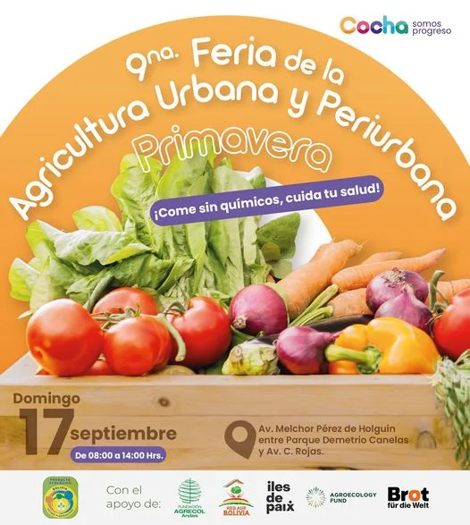 FERIA AGRICULTURA URBANA, en Cochabamba, el 17/sept.