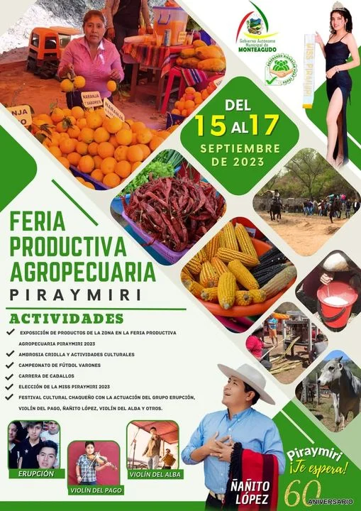 FERIA PRODUCTIVA AGROPECUARIA, en Chuquisaca, del 15 al 17/sept.