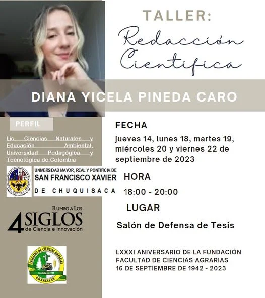 Taller REDACCIÓN CIENTÍFICA, en Chuquisaca, inica el 14/sept.