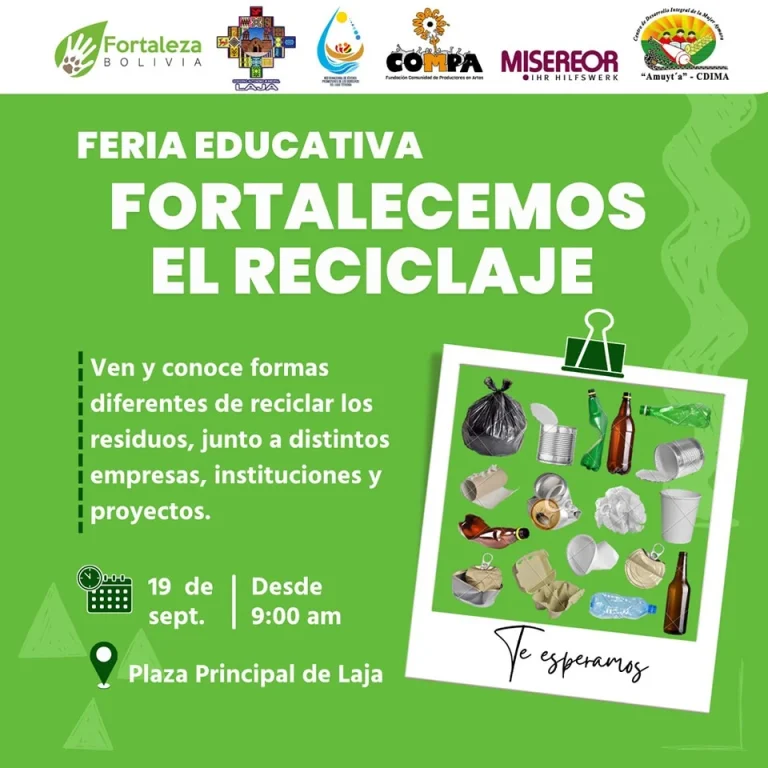 FERIA FORTALECEMOS EL RECICLAJE, en La Paz, el 19/sept.