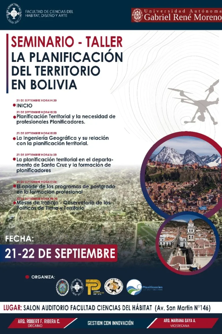 Taller PLANIFICACIÓN DEL TERRITORIO, en Santa Cruz, el 21 y 22/sept.