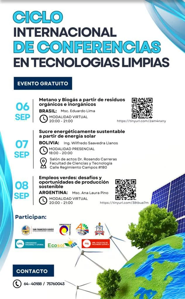Conferencia TECNOLOGÍAS LIMPIAS, virtual, del 6 al 8/sept.