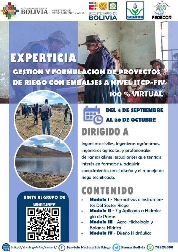 Curso PROYECTOS DE RIEGO, virtual, el 11/sept.