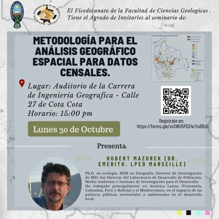 Seminario METODOLOGÍA – ANÁLISIS GEOGRÁFICO, en La Paz, el 30/octubre.