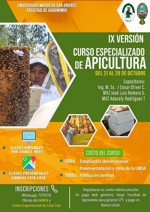 Curso APICULTURA, en La Paz, del 21 al 29/octubre.