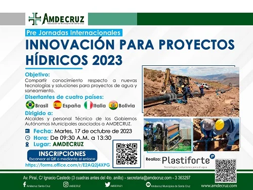 Jornada PROYECTOS HÍDRICOS, en Santa Cruz, el 17/octubre.