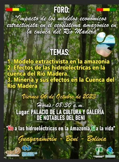 Foro CUENCA DEL RÍO MAMORÉ, en Beni, el 6/octubre.